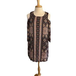 Lily Rose Floral Print Cold Shoulder Dress Women's M